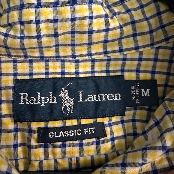 Men’s Polo RL - Blue and Yellow plaid button up - Size M - Picture 4 of 4
